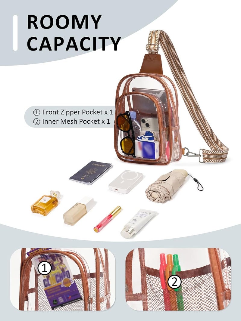 Flowston Store 3 Pockets Clear Bag for Stadium Events Large Clear Sling Crossbody Backpack Fanny Pack Concert Purses for Women Men - Image 5